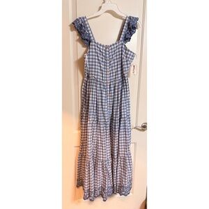 Shabby Chic Blue and White Checkered Maxi Dress